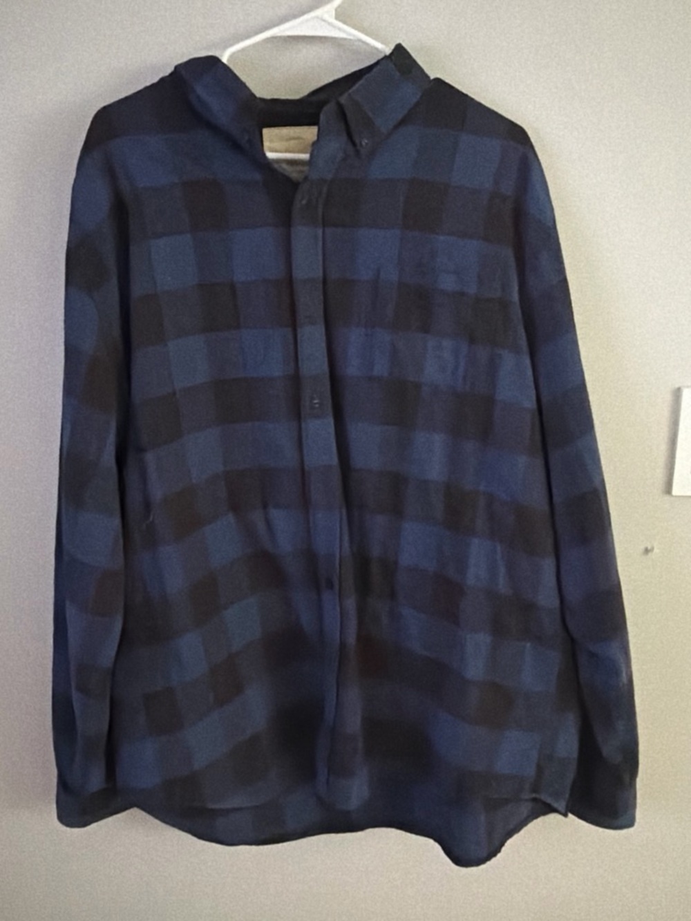 Weatherproof Navy and Black Plaid Button-Down Shirt